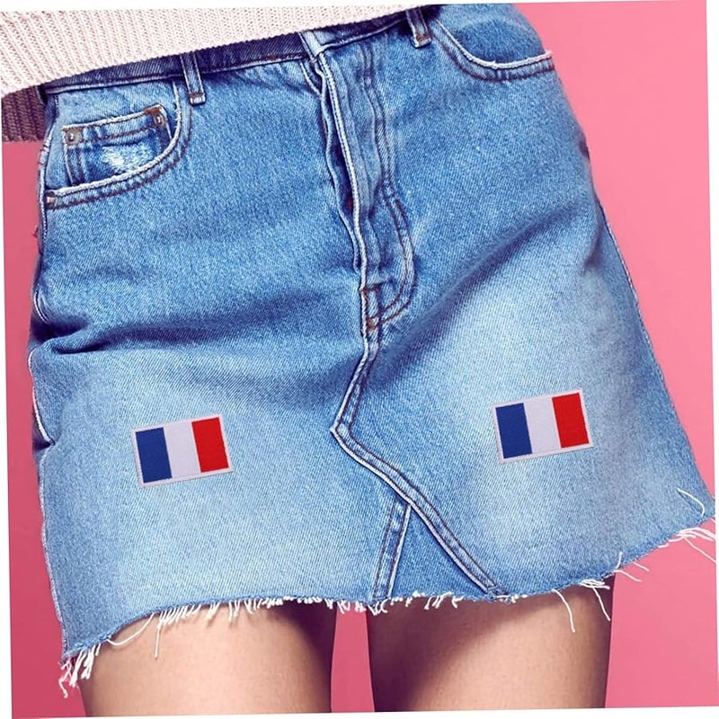 TEHAUX 2pcs Multi Color National Flag Embroidered Patches 8X5CM Adhesive Applique for Clothing Bags Hats Shoes Machine Washable - Image 3